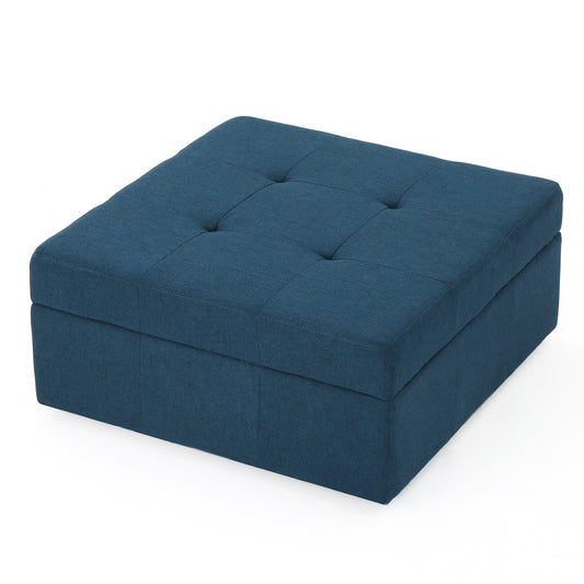 Channing Square Tufted Fabric Storage Ottoman Coffee Table With Casters