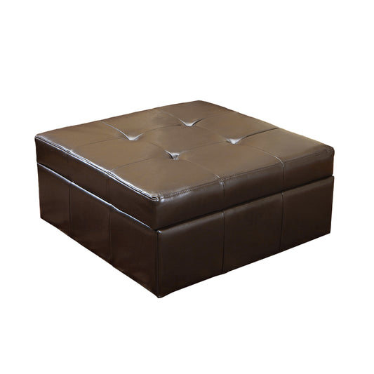 Westridge Brown Leather Storage Ottoman