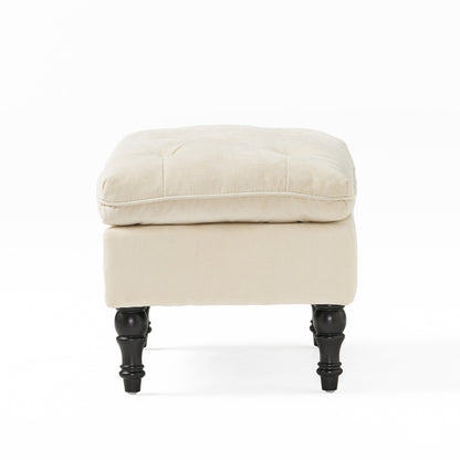 Cordoba Button Tufted Velvet Ottoman Footstool