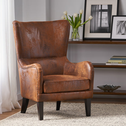 Salerno Microfiber High Back Wingback Club Chair – GDFStudio