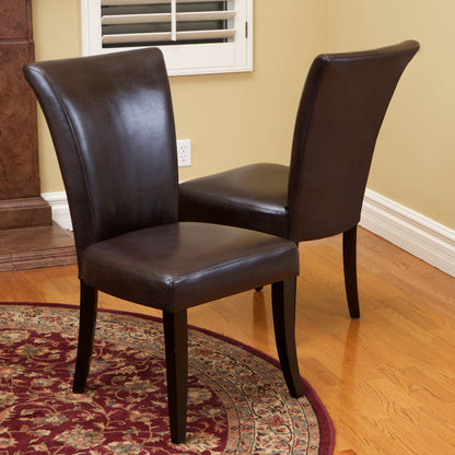 Monroe  Brown Leather Dining Chairs (Set of 2)
