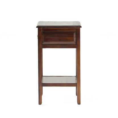 Noah Traditional Brown Mahogany Acacia Wood Accent Table with Top Drawer
