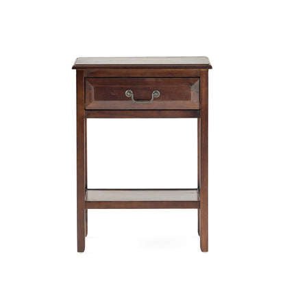Noah Traditional Brown Mahogany Acacia Wood Accent Table with Top Drawer