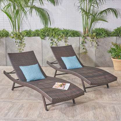 Eliana Outdoor Brown Wicker Adjustable Chaise Lounge Chair