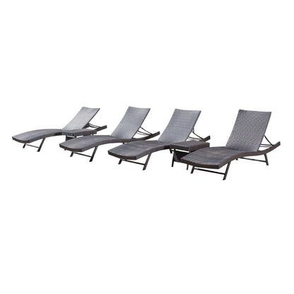 Eliana Outdoor 6pc Brown Wicker Chaise Lounge Chairs Set