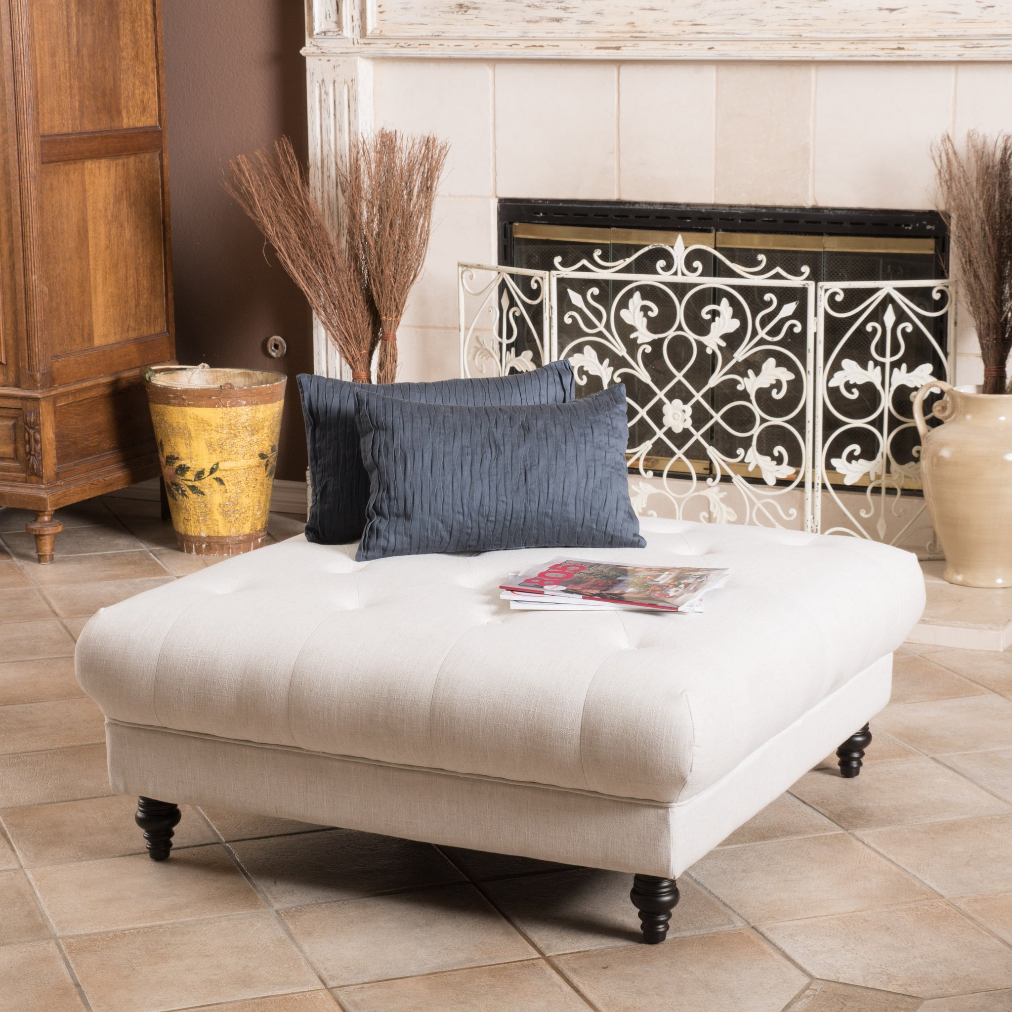 Parisian Tufted Fabric Square Ottoman Coffee Table – GDFStudio