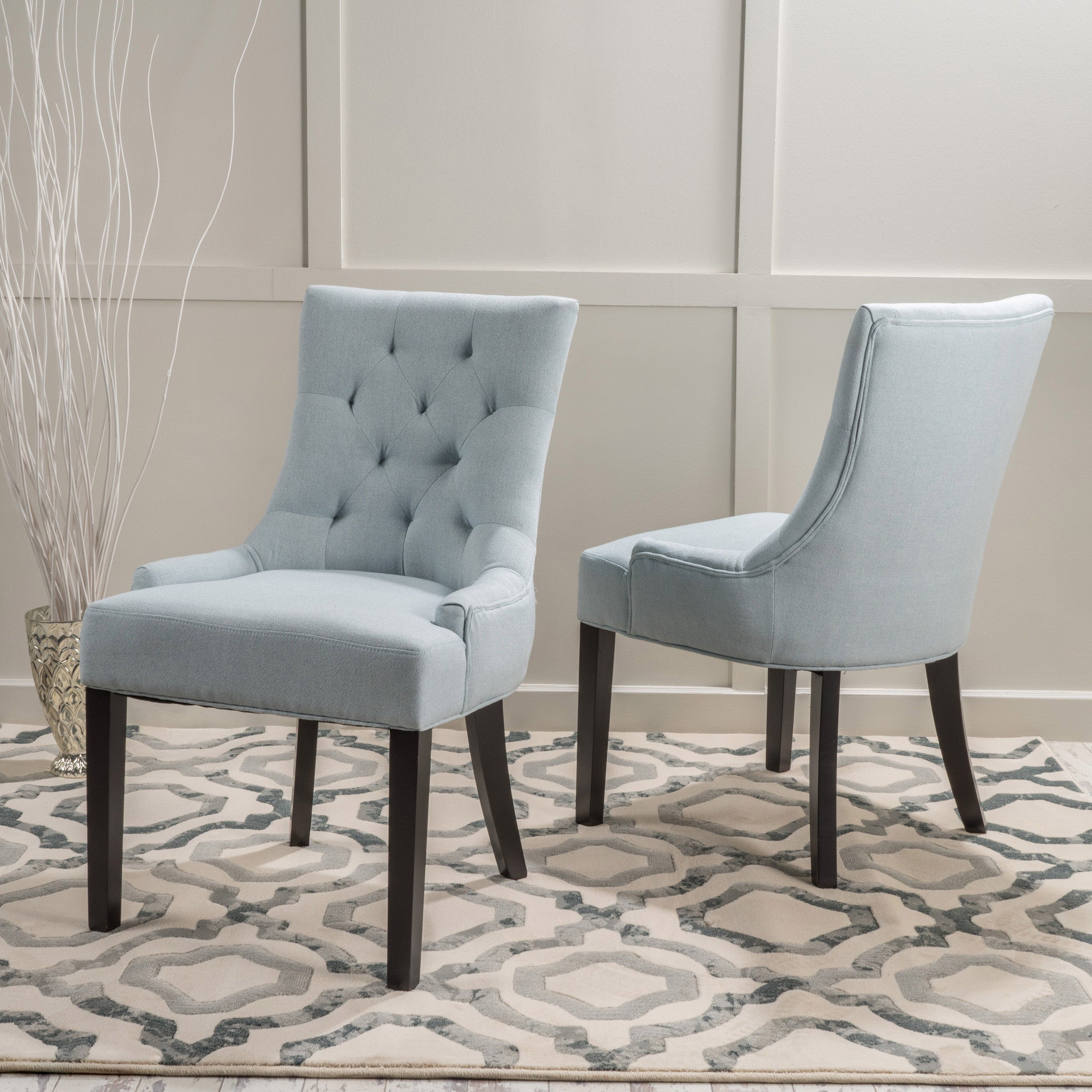 Tufted fabric dining chairs hot sale