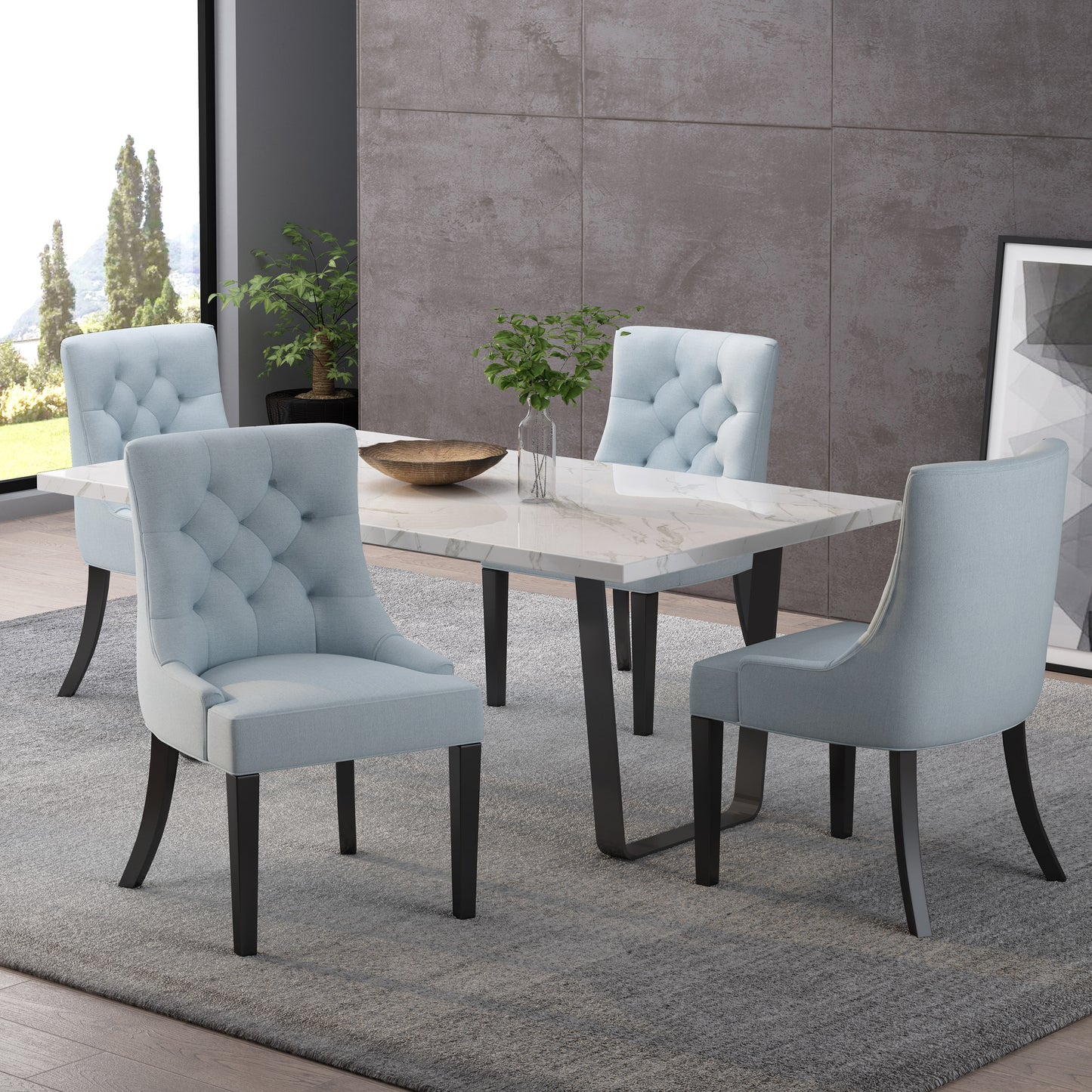 Stacy Hourglass Fabric Dining Chairs (Set of 4)