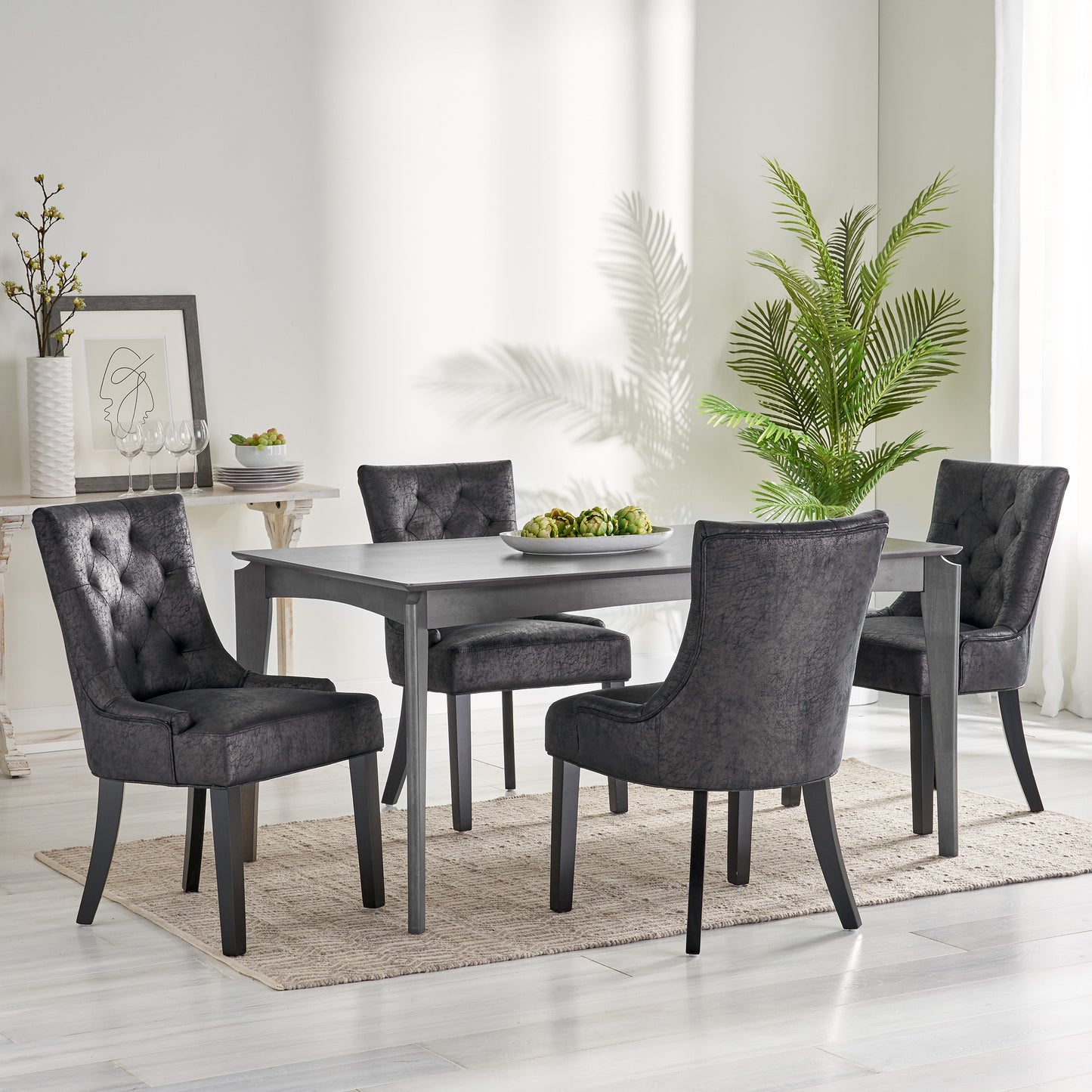 Stacy Hourglass Microfiber Dining Chairs (Set of 4)