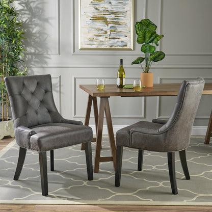 Sarah Traditional Microfiber Dining Chairs (Set of 2)
