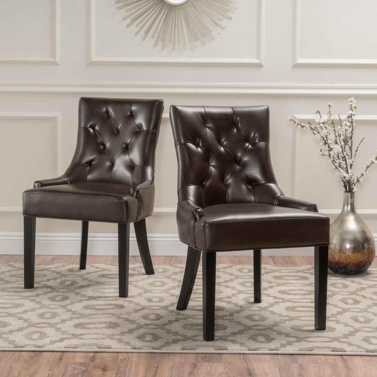 Stacy Tufted Leather Dining Chairs (Set of 2)