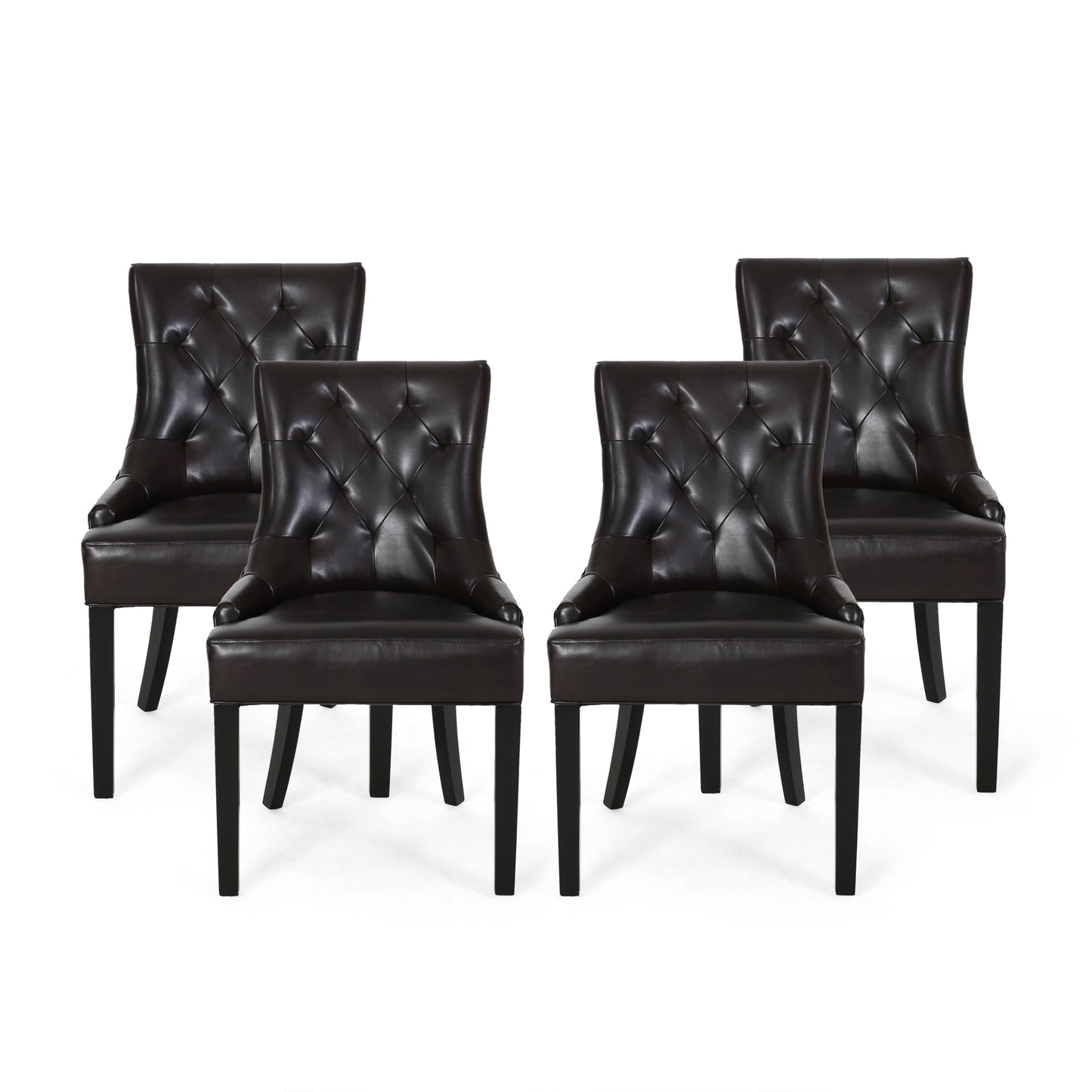 Stacy Hourglass Leather Dining Chairs (Set of 4)