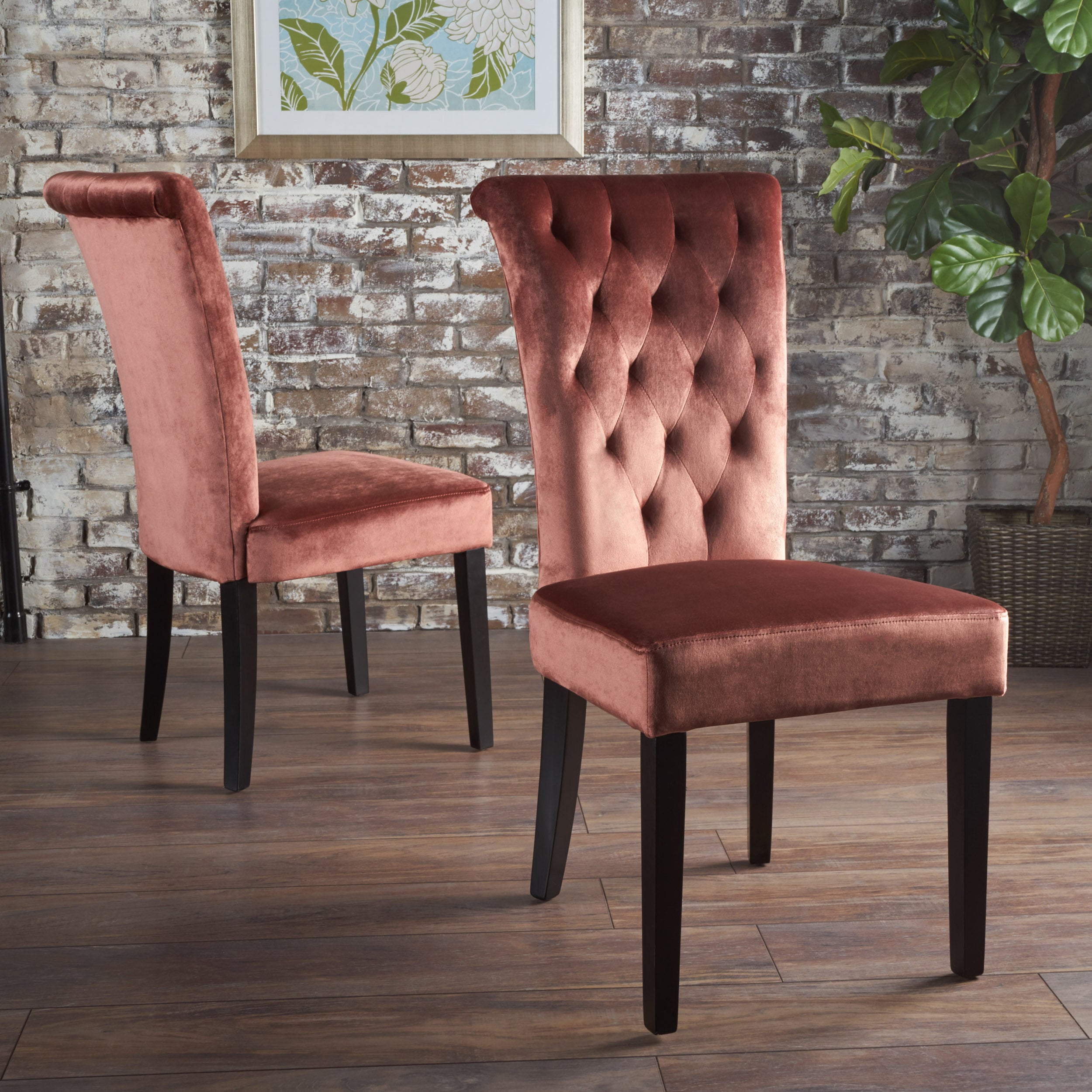 Red velvet best sale dining chair