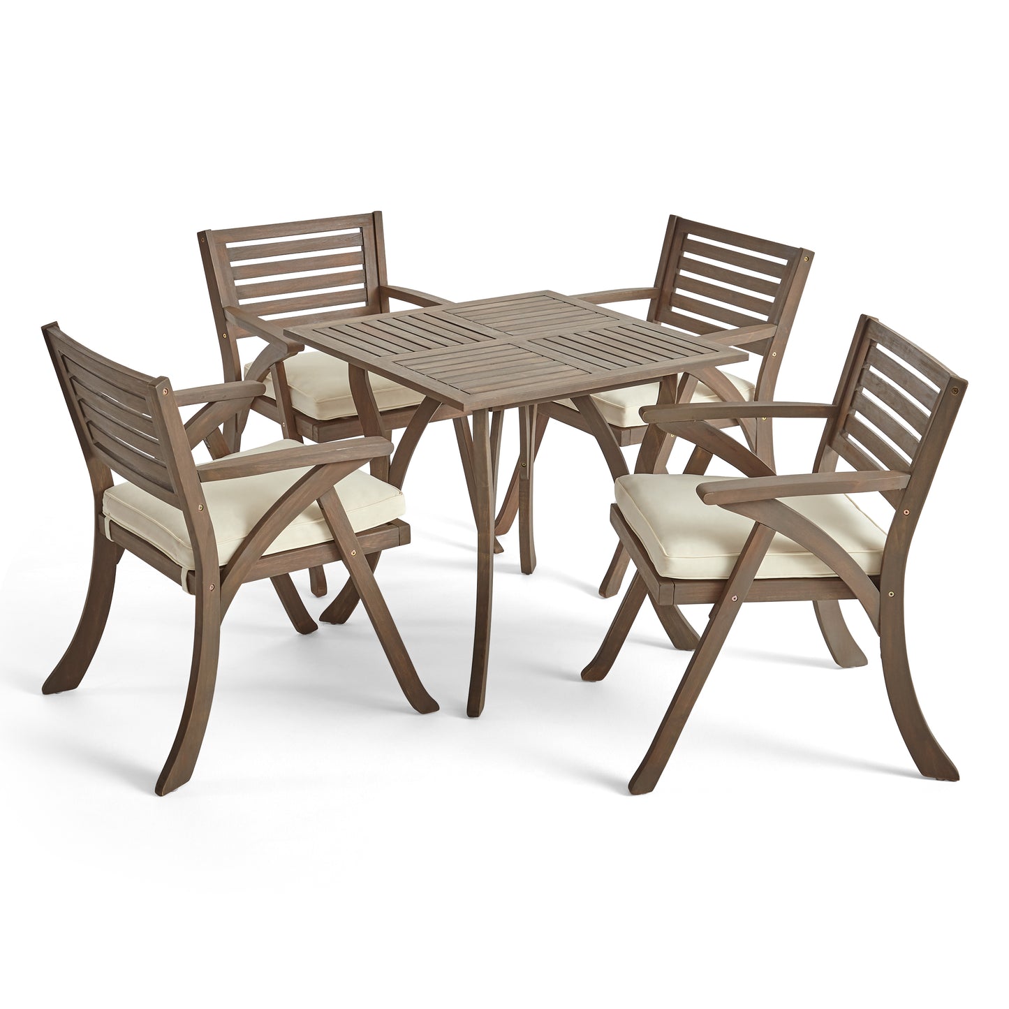 Hestia Outdoor 4-Seater Acacia Wood Dining Set with Square Table