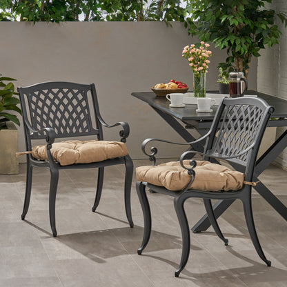 Hallandale Outdoor Dining Chair with Cushion (Set of 2)