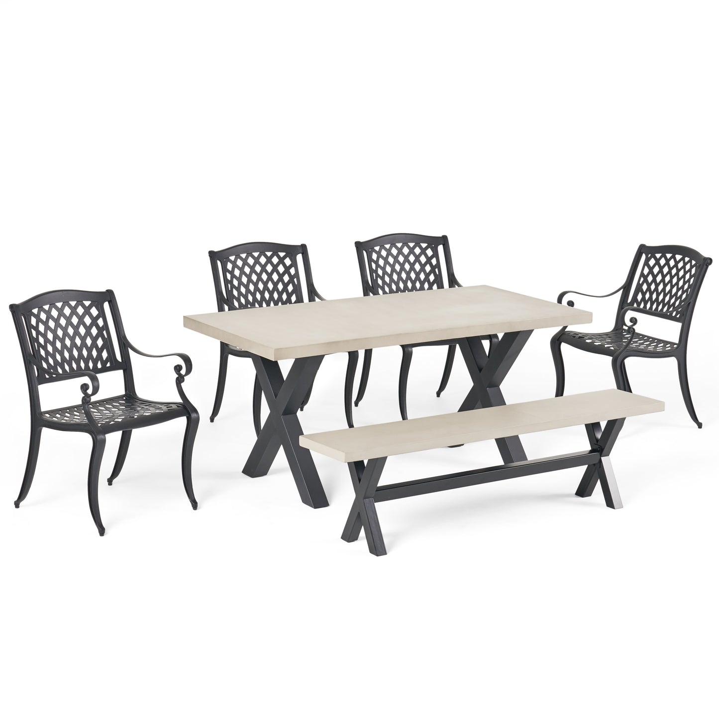 Leala Outdoor 6 Seater Dining Set With Bench