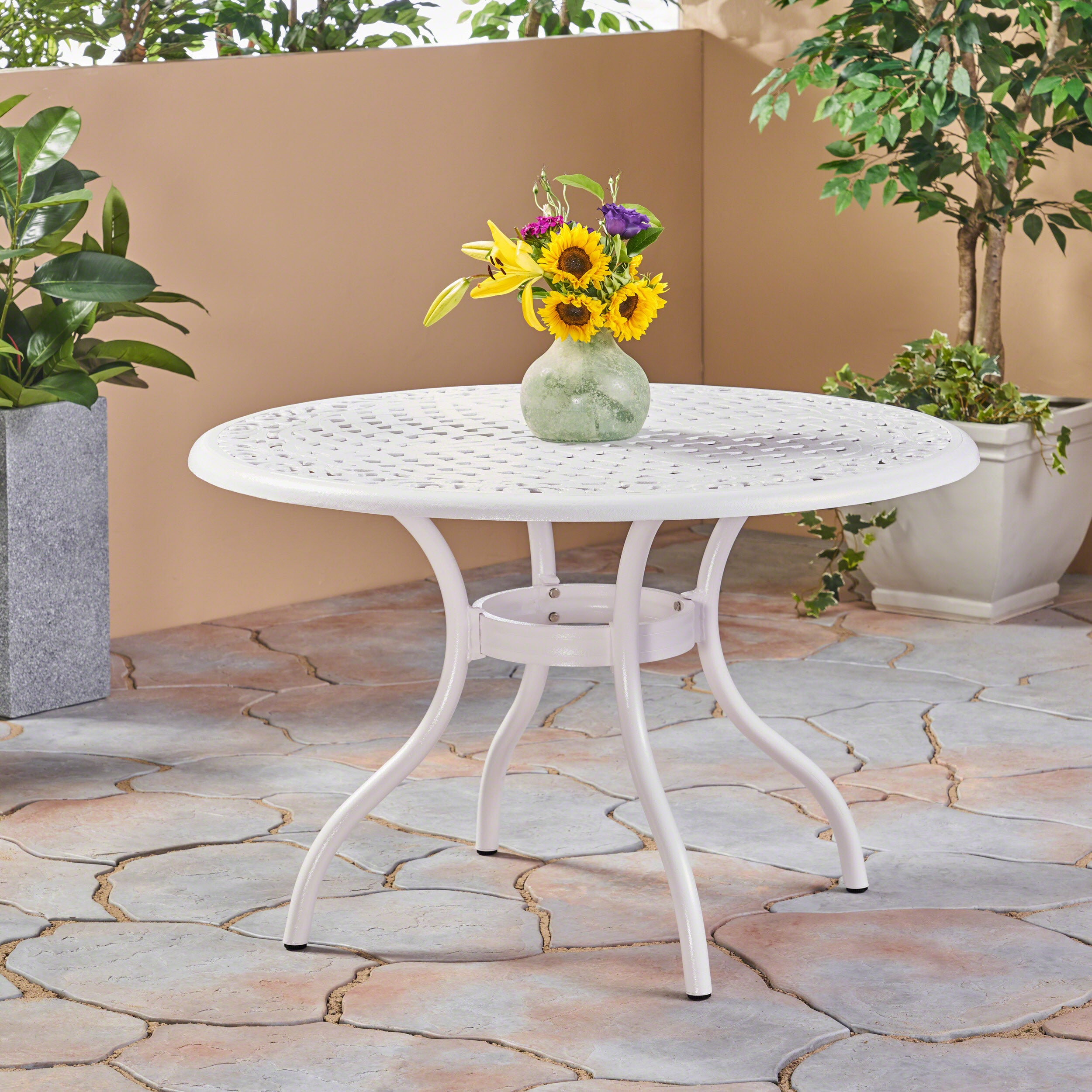 Round aluminum best sale dining table