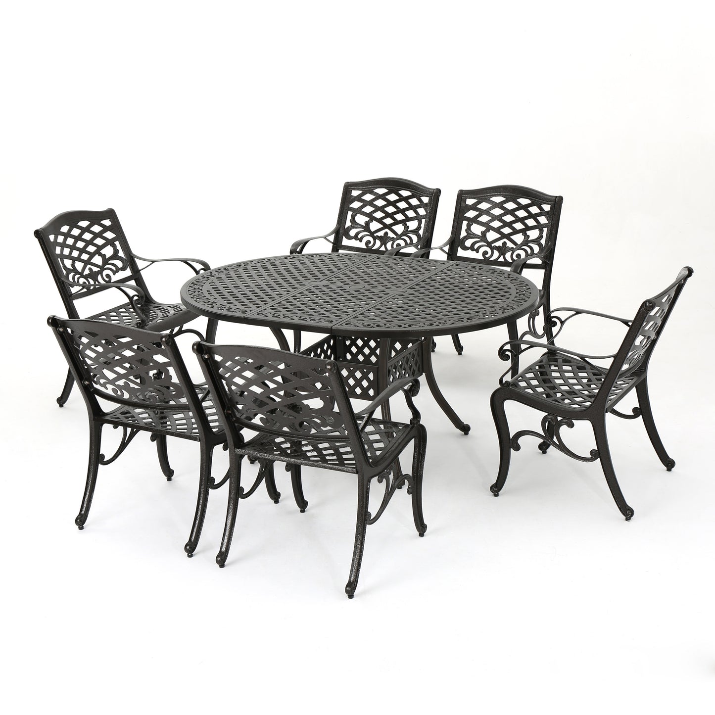 Clarisse Outdoor 7 Piece Dining Set with Expandable Aluminum Table
