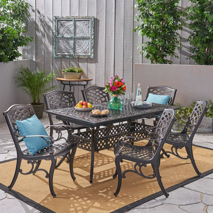 Honolulu Outdoor 64" - 81" 6-Seater Dining Set with Expandable Table