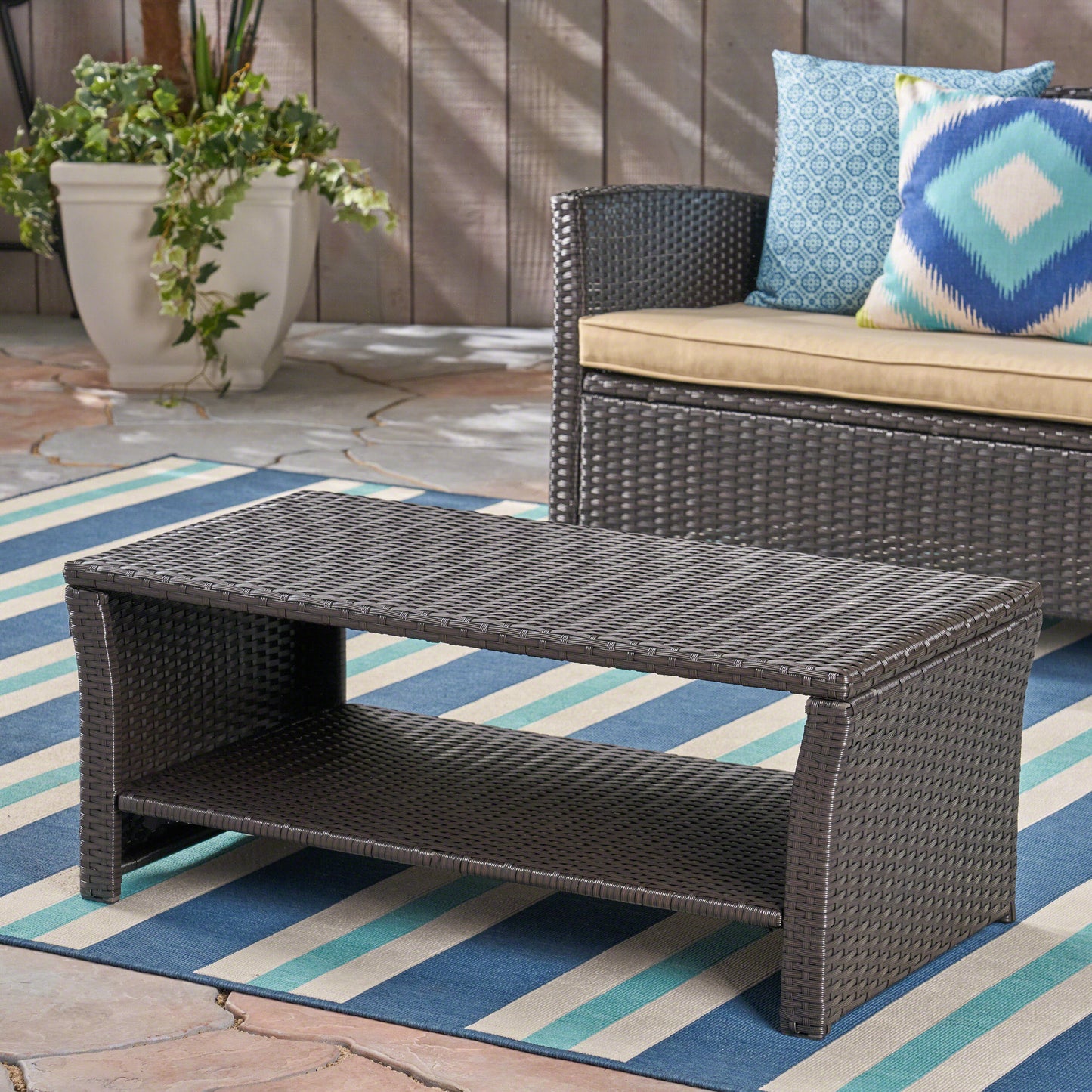 Justin Outdoor Wicker Coffee Table