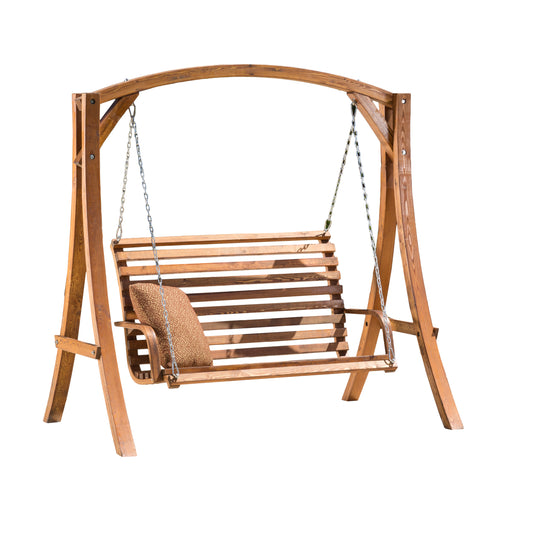 Marlette Outdoor Wood Swinging Bench and Base
