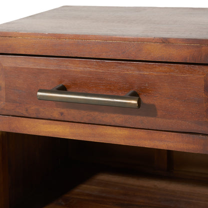 Glendora Brown Mahogany Solid Wood Single Drawer End Table Nightstand