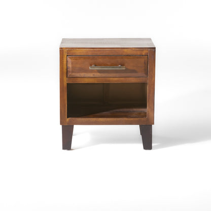 Glendora Brown Mahogany Solid Wood Single Drawer End Table Nightstand