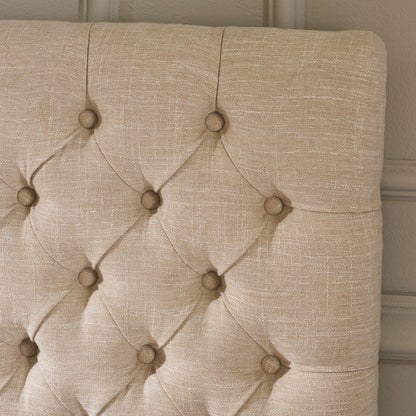 Wyoming Contemporary Button Tufted Light Beige Fabric Queen/Full Headboard
