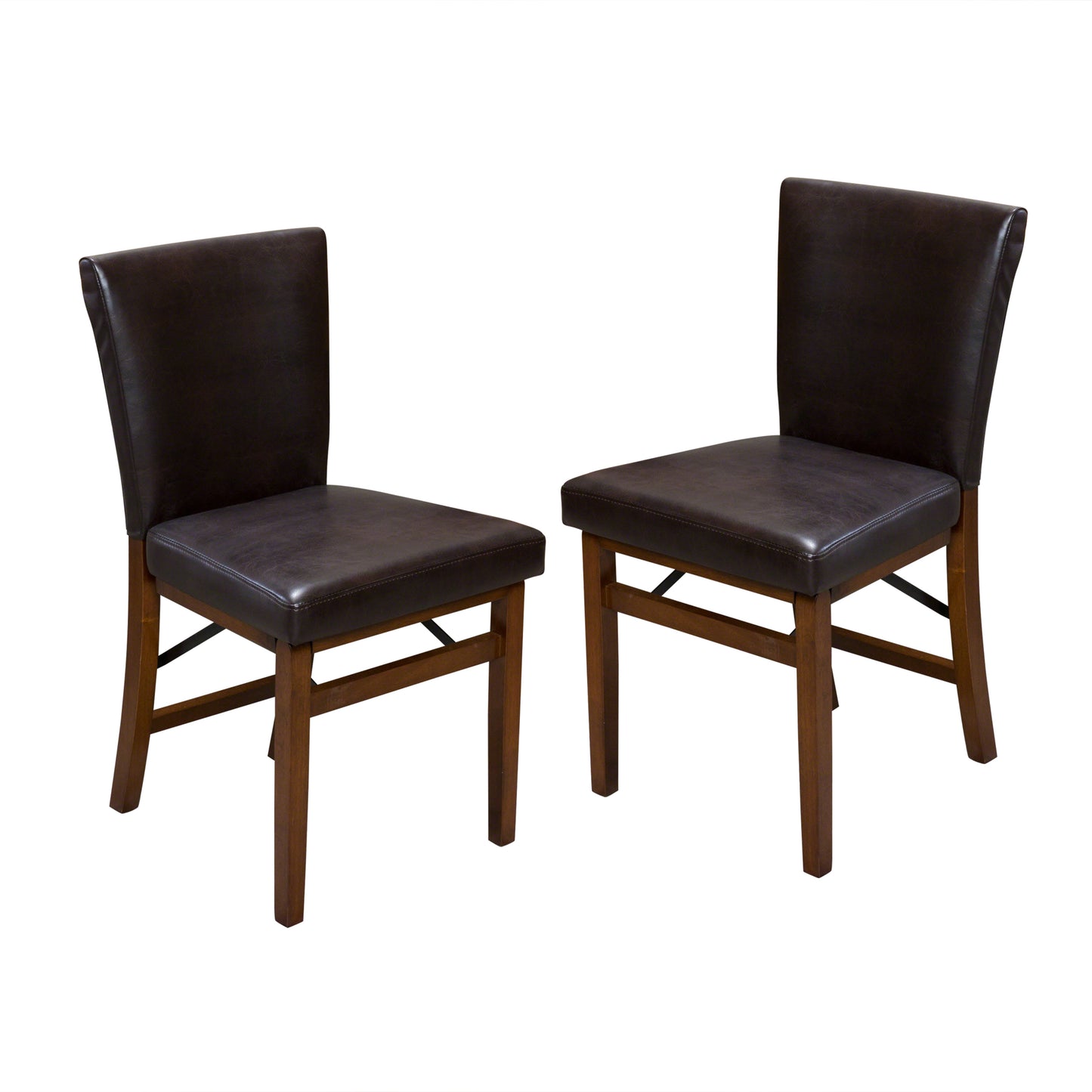 Rosalynn Brown Leather Folding Dining Chairs (Set of 2)
