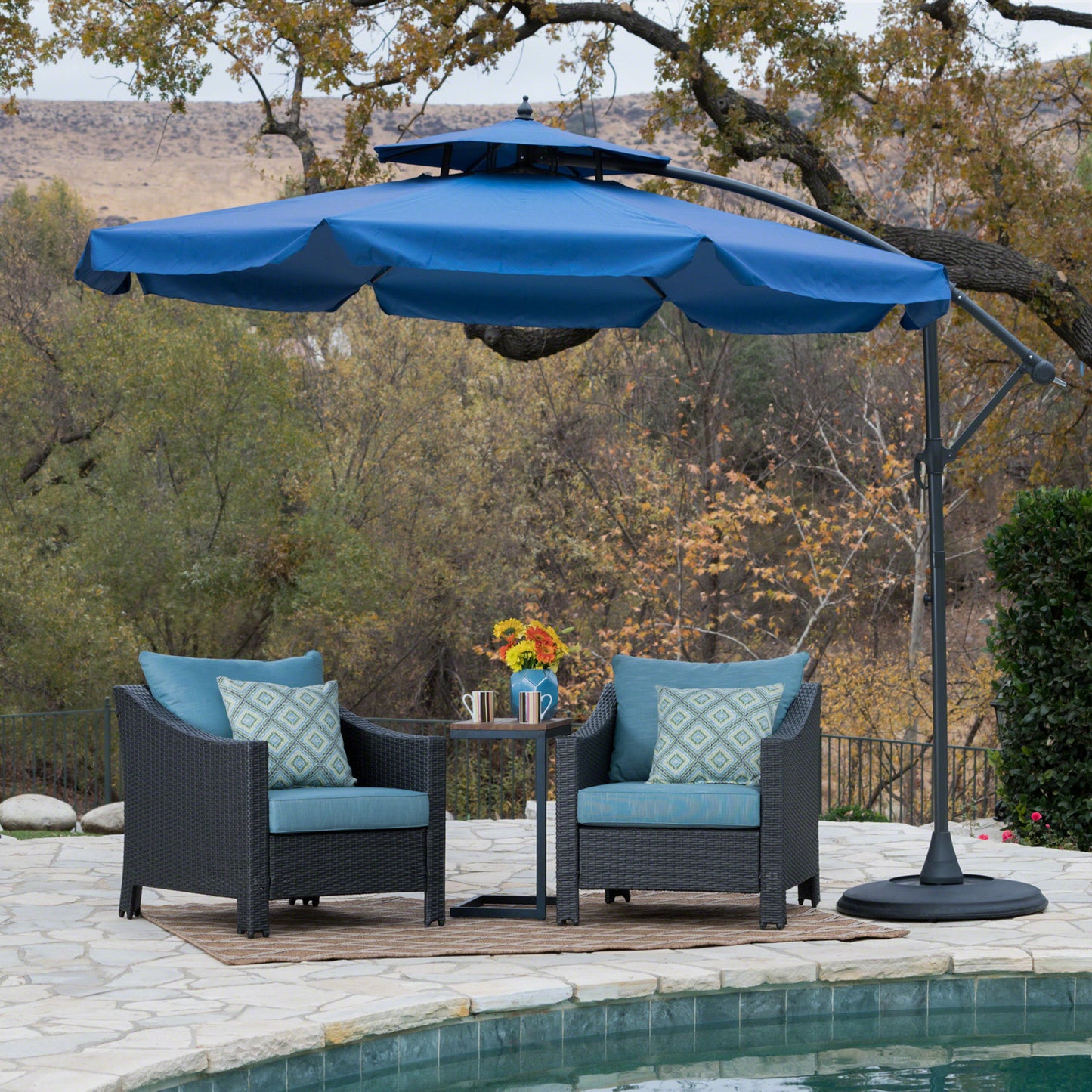 Balrey Outdoor Navy Blue Water Resistant Canopy Sunshade with Base