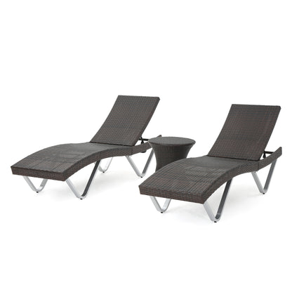 Worrin Multibrown 3pc Chaise Lounge Chair and Table
