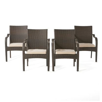 Florianopolis Brown Wicker Stacking Chairs (Set of 4)