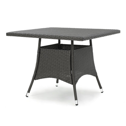 Bristle Contemporary Outdoor Square Gray Wicker Dining Table