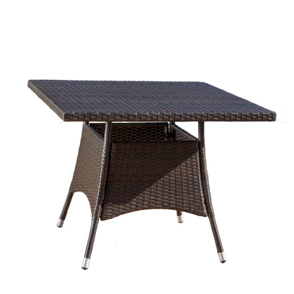 Kanasca Outdoor Multi Brown Polyethylene Square Dining Table