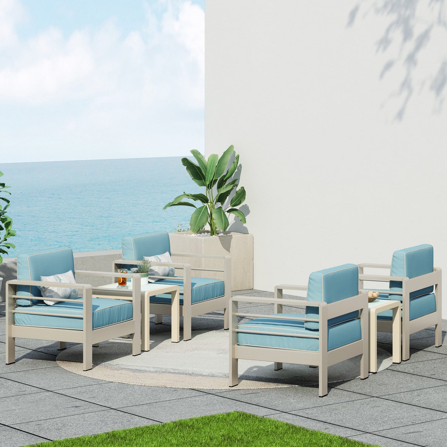 Scalett Coral Outdoor 4 Seater  Club Chair and Table Set