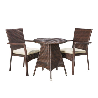 Foster Outdoor 3-piece Wicker Bistro Set with Cushions