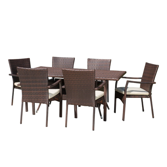 Grant Outdoor 7-piece Wicker Dining Set with Cushions