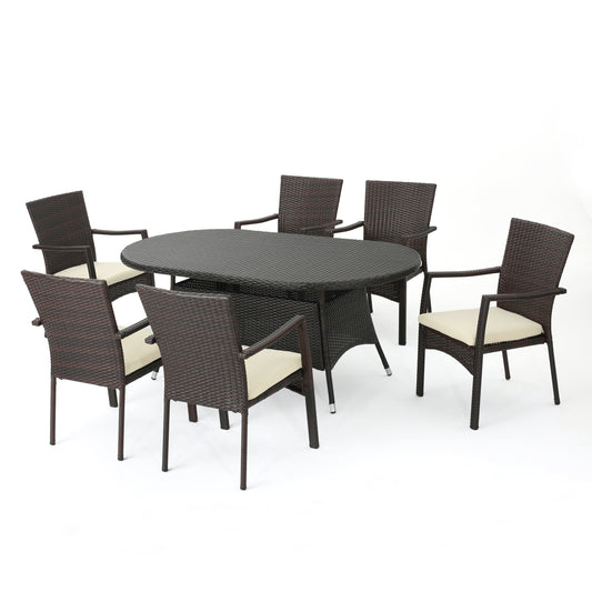 Lancaster Outdoor 7-piece Wicker Dining Set with Cushions