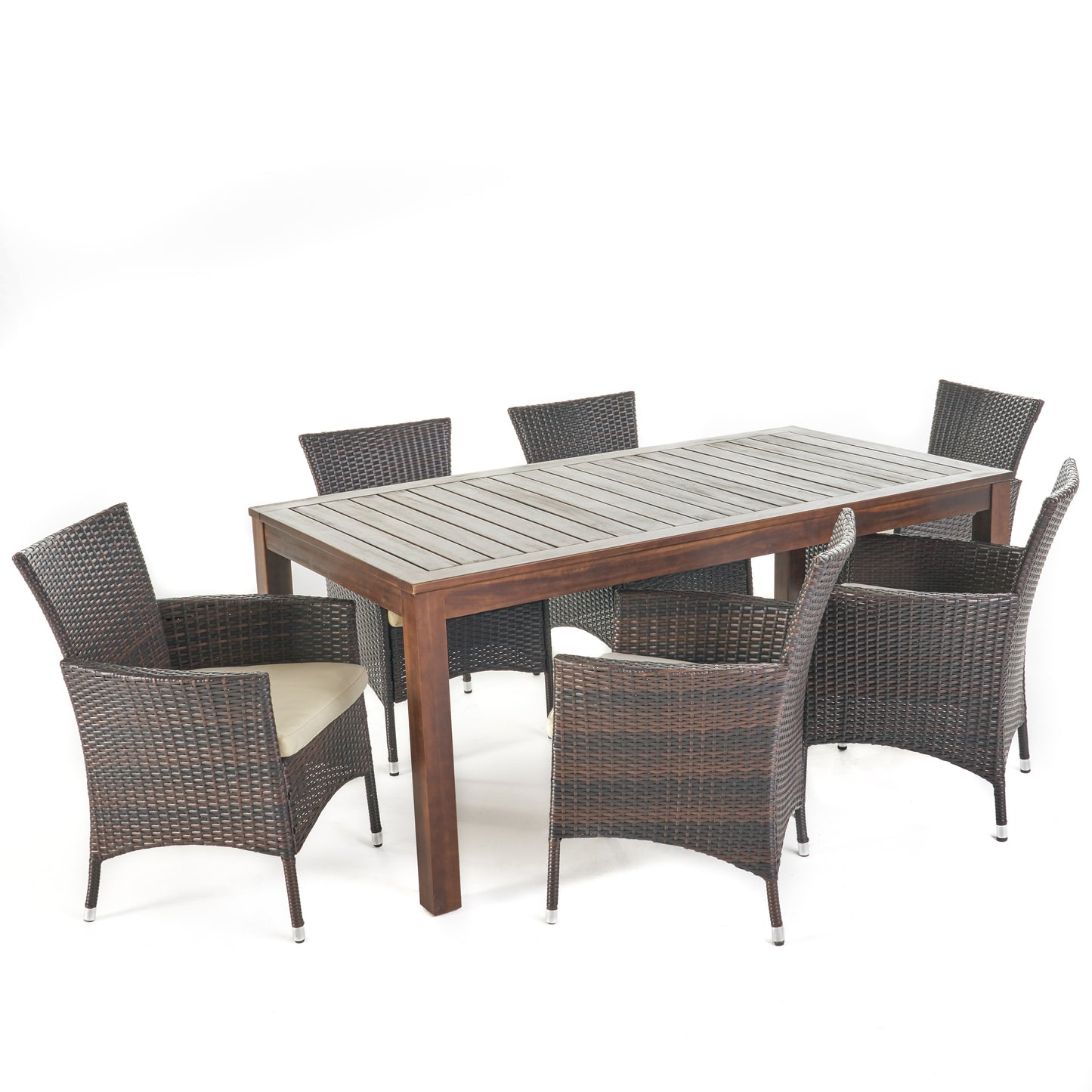 Taft 6 Persons Wood & Wicker Outdoor Dining Set