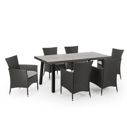 Altair Outdoor 7 Piece Aluminum Dining Set with Wicker Chairs