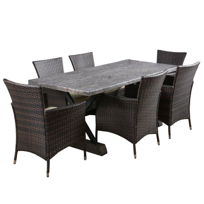 Whitwell Outdoor 7 Piece Lightweight Concrete Dining Set