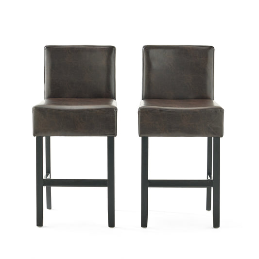 Seigel 19-Inch Brown Bonded Leather Counter Stool (Set of 2)