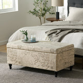 Kingsbury Fabric Storage Ottoman Bench with French Script – GDFStudio