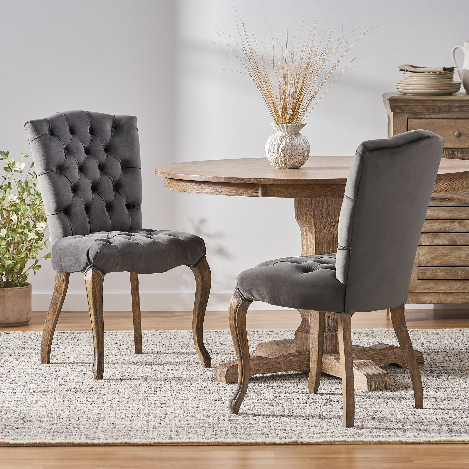 Charcoal Grey Tufted Velvet Chair Martino Charcoal Velvet Dining
