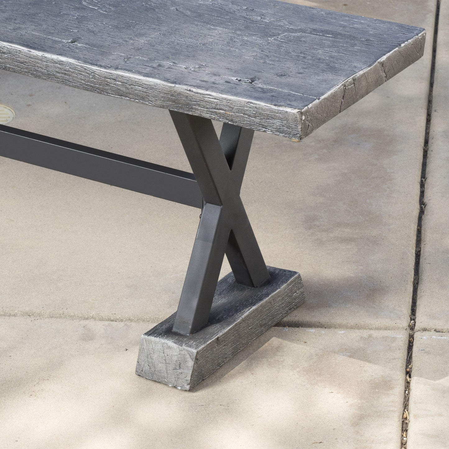 Lavelle Farmhouse Distressed Gray Lightweight Concrete Dining Benches (Set of 2)