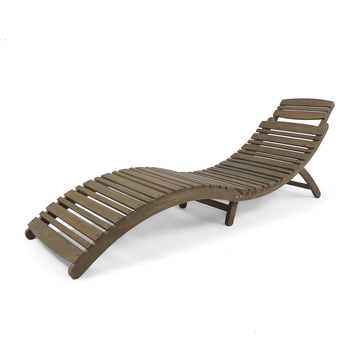 Tycie Outdoor Gray Acacia Wood Foldable Chaise Lounge