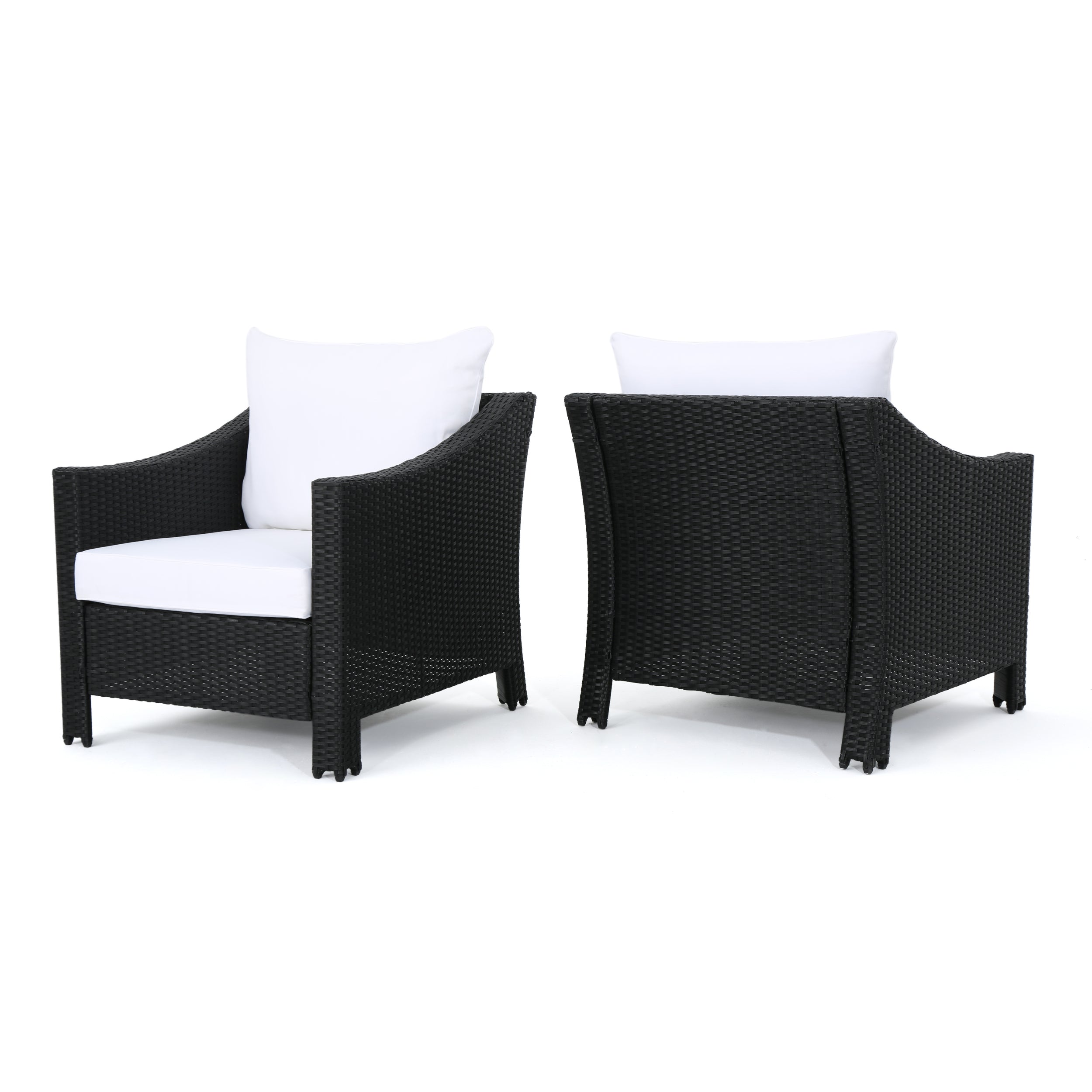 Black wicker chairs with cushions sale