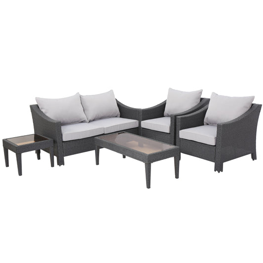 Caspian 5pc Outdoor Grey Wicker Sofa Set
