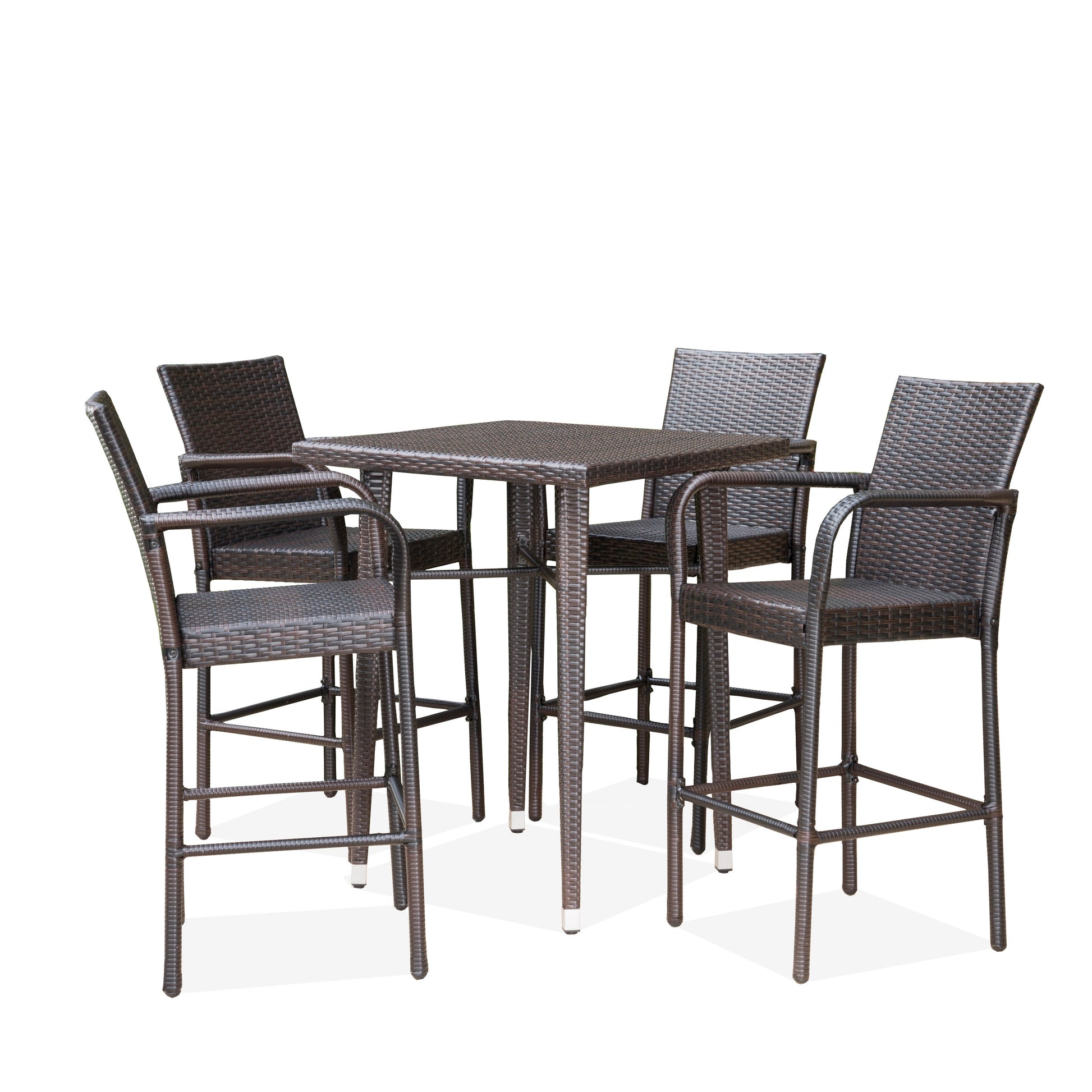 Valkyrien Outdoor Piece Multi-brown Wicker Square Bar Table Set