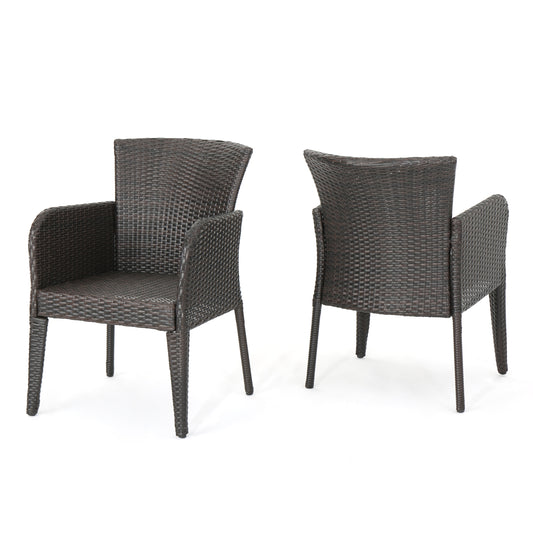 Seawall Outdoor Wicker Dining Chair (Set of 2)